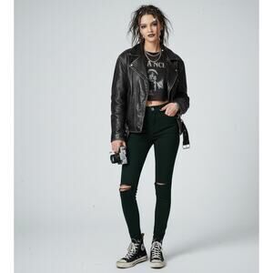 Frame Jeans Le Skinny De Jeanne 29 Womens Fray Hem Fairy Grunge Indie Sleaze Low